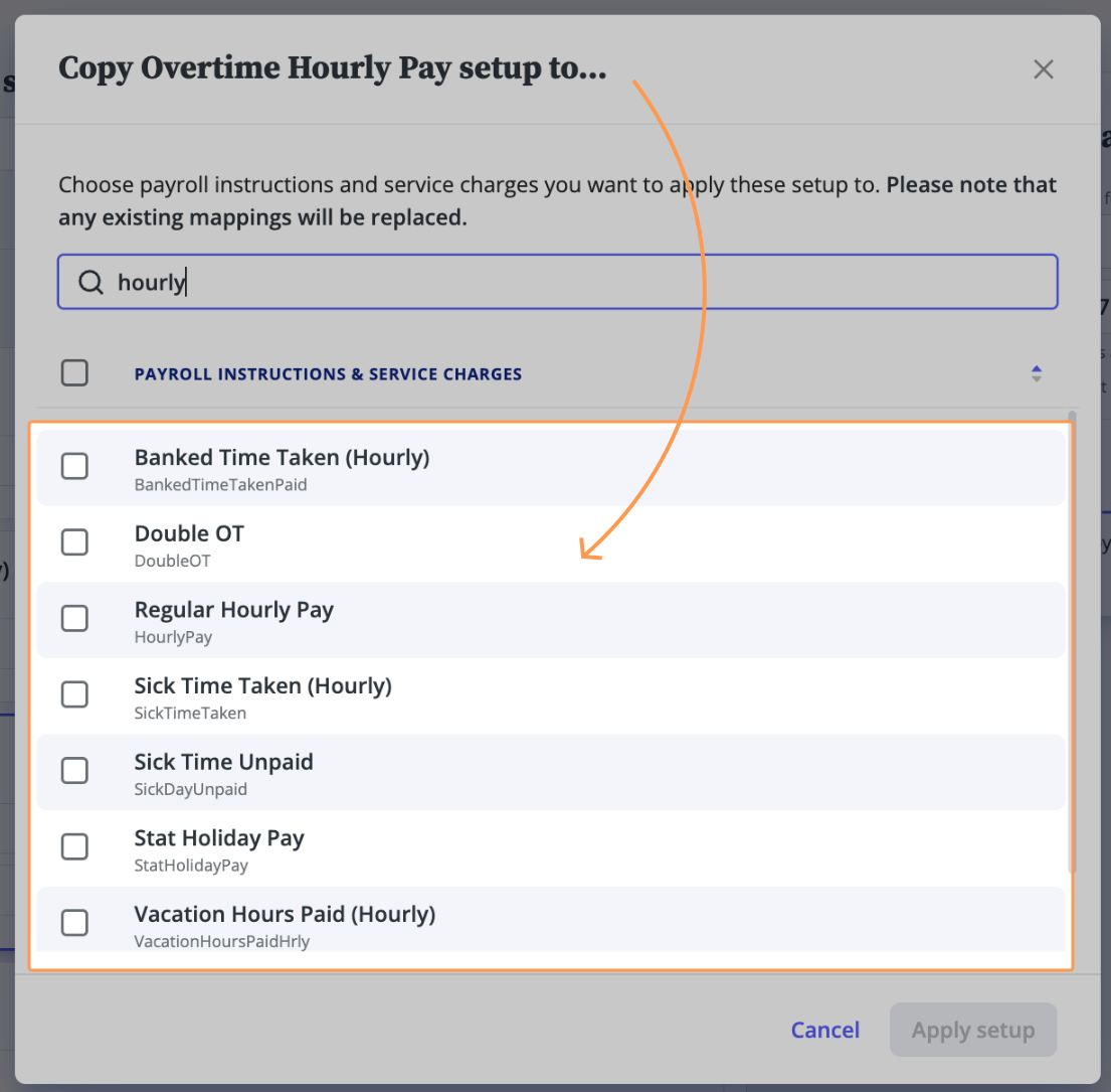 Select accounts to copy