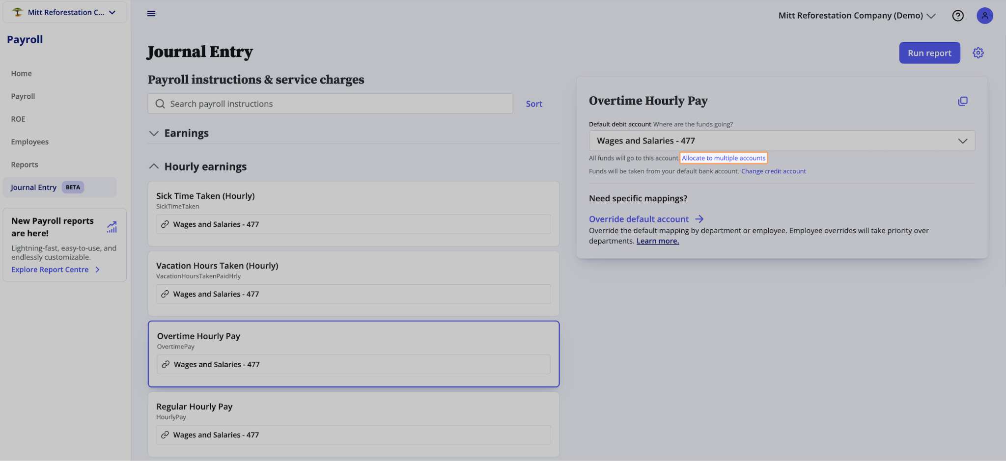 Select payroll instruction