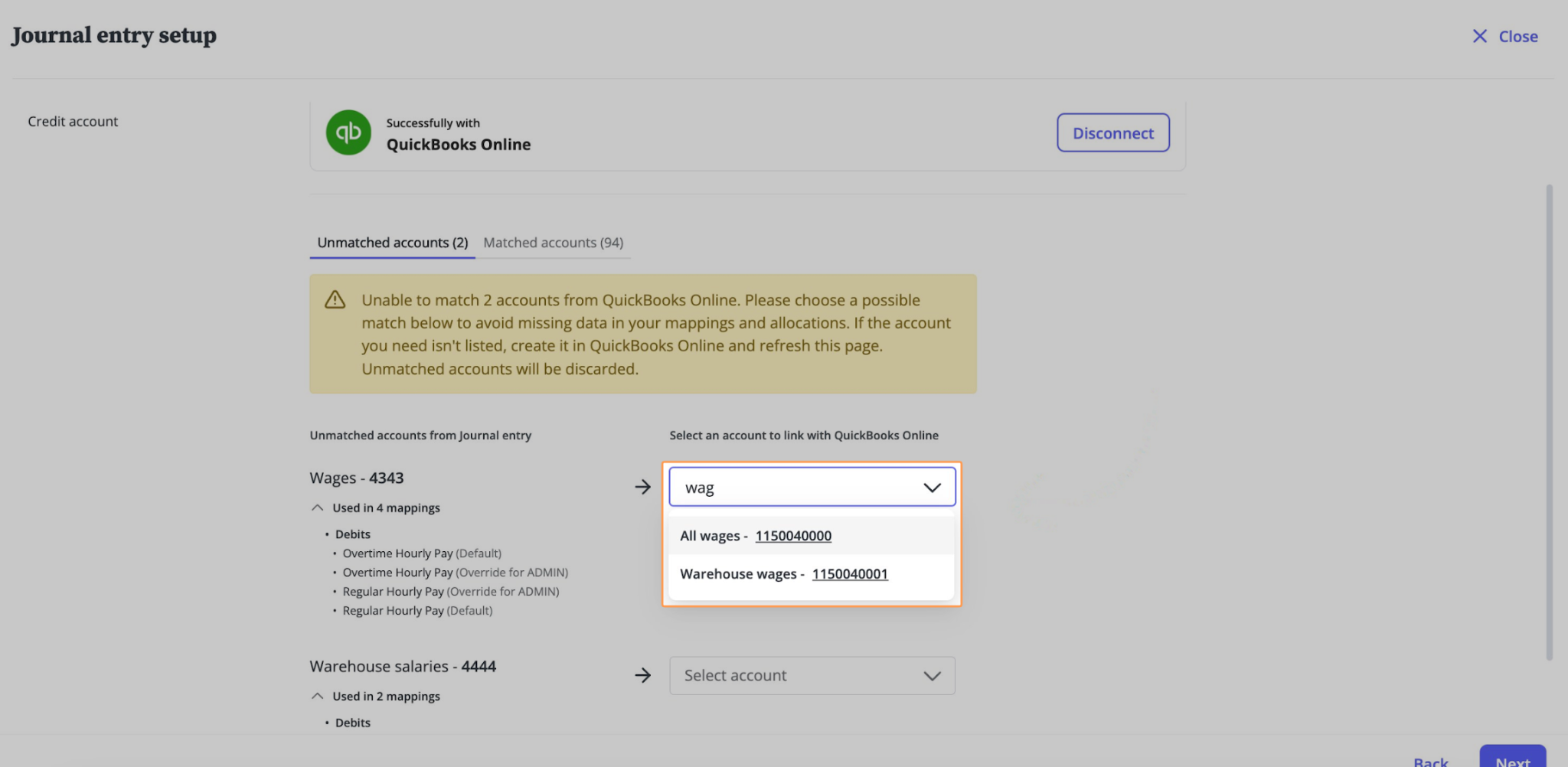Search and replace account