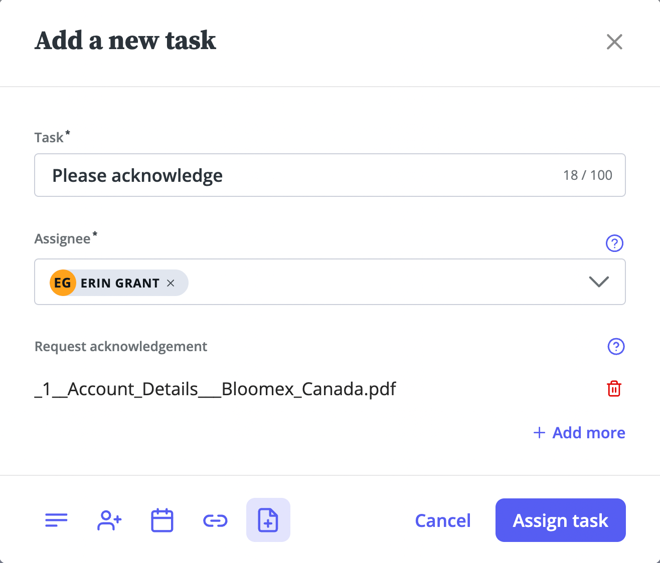 Document management screen.