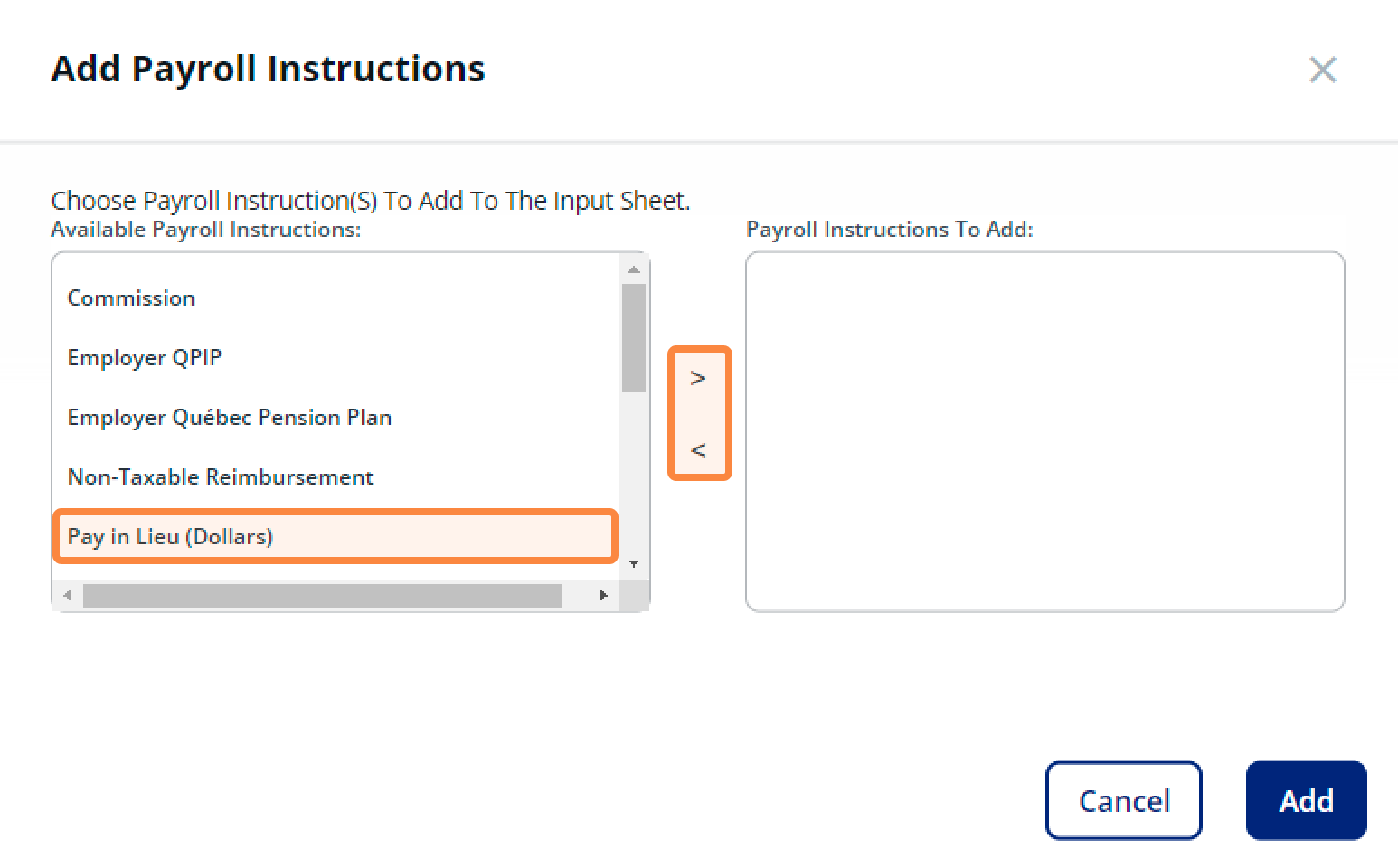 Add payroll instructions to the input sheet